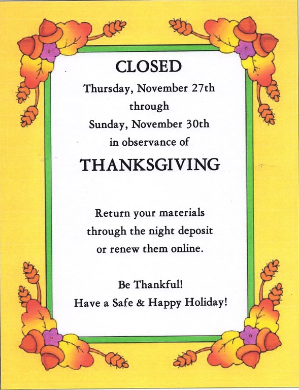 Thanksgiving closing